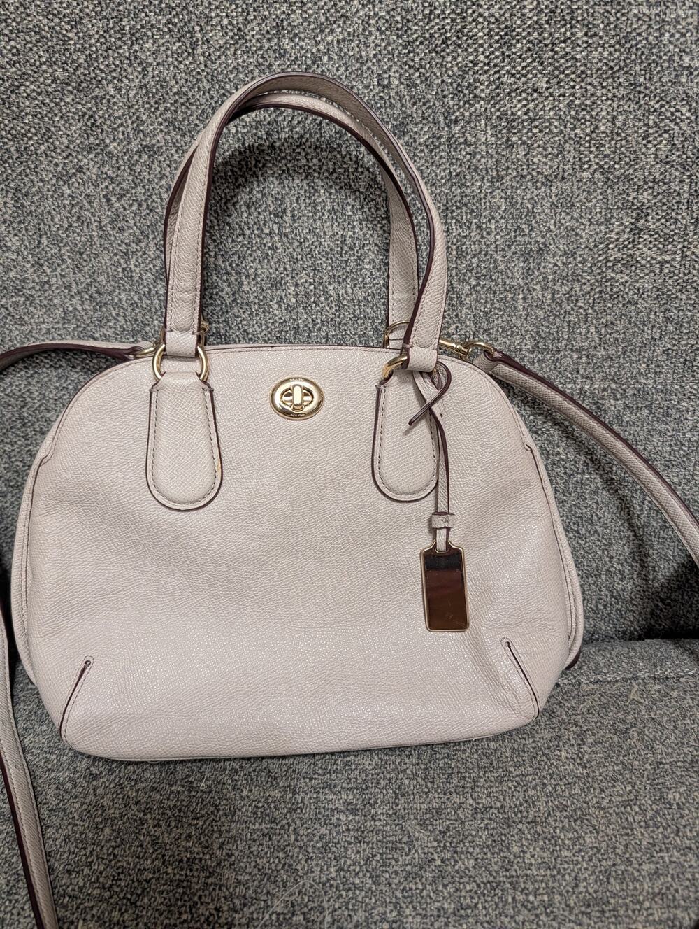 Coach Prince Street Mini Satchel 34940 Crossgrain Leather Crossbody Taupe